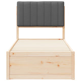 Bed Frame with Upholstered Headboard Dark Grey 75 x 190 cm 877810