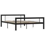Bed Frame without Mattress Black and White Metal 160x200 cm 284554