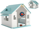 5-in-1 Playhouse Kids Outdoor Indoor with Basketball Hoop, Football Goal, Dartboard, Ring Toss T3398P378981