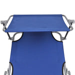 Folding Sun Lounger with Canopy Blue Aluminium 47769
