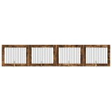 Dog Gate with Stands 4 pcs Smoked Oak 100 x 80 cm 892063