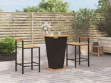 3 Piece Garden Bar Set Black Poly Rattan&Solid Wood Acacia 3187725
