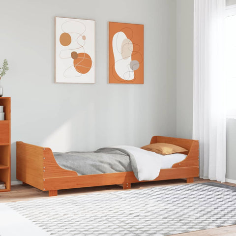 ZNTS Bed Frame without Mattress Wax Brown 90x190 cm Single Solid Wood Pine 850790