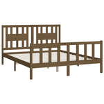 ZNTS Bed Frame with Headboard Honey Brown Solid Wood Pine 150x200 cm King Size 3188174