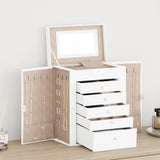 Jewellery Box 6-Layer with Mirror Lockable White 4103564