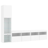 4 Piece TV Wall Units with LED White Engineered Wood 3216711