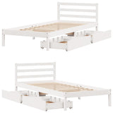 Bed Frame without Mattress White 100x200 cm Solid Wood Pine 3301537