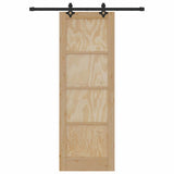 Sliding Door Set Manual Natural and black 73.5 x 211 cm 3333608