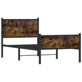 Metal Bed Frame without Mattress Smoked Oak 90x190 cm Single 4007842