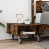 Side Table with Wheels Smoked Oak 50.5 x 50 x 30 cm 891028