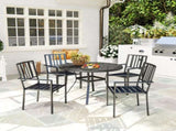 Set of Four Minimal Metal Garden Chairs - Black T3398P318554