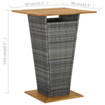 ZNTS Bar Table Grey 80x80x110 cm Poly Rattan and Solid Acacia Wood 313466