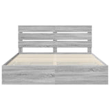 Bed Frame with Drawer Grey Sonoma 200 x 200 cm Engineer Wood 3411812