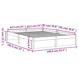 Bed Frame without Mattress Grey Solid Wood 135x190 cm Double Double 814926