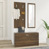 3-in-1 Shoe Cabinet Set Brown Oak Engineered Wood 342576