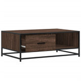 ZNTS Coffee Table Brown Oak 90x57x35 cm Engineered Wood and Metal 848758