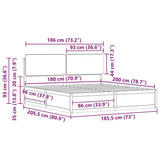 Bed Frame with Upholstered Headboard Taupe 180 x 200 cm 3398147