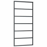 Sliding Door ESG Glass and Aluminium 90x205 cm Black 151015
