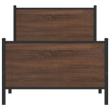 Metal Bed Frame without Mattress Brown Oak 107x203 cm 4007779