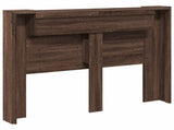 Storage Headboard with LED Brown Oak Engineered Wood 3418666