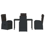 Garden Dining Set with Cushion 5 pcs Black Poly Rattan 3379522