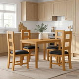 Dining Set 5 pcs Black Solid Oak Wood 3430249