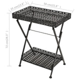 245941 Folding Tea Table Vintage Style Metal 58x35x72 cm Black