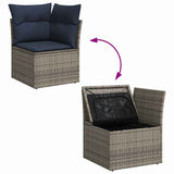 Garden Sofa with Cushion 4 pcs Grey and navy Poly rattan 366163
