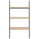 3-Tier Leaning Shelf Light Brown and Black 64x34x116 cm 336370