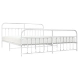 Bed Frame White Steel 200x200 cm Bed Frame Rectangular 352652