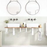 Basin Shelf Wall Mounted Steel and Solid Wood Acacia 3302676
