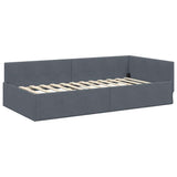 Corner Bed Frame with Headboard Dark Grey 90 cm x 190 cm Velvet 42016072