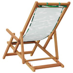 Folding Beach Chairs 2 pcs Leaf Pattern Fabric and Solid Wood 3214489