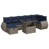 8 Piece Garden Sofa Set with Cushions Grey Poly Rattan Acacia 3327911