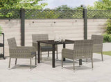 Garden Dining Set with Cushion 5 pcs Grey Poly Rattan 3380107