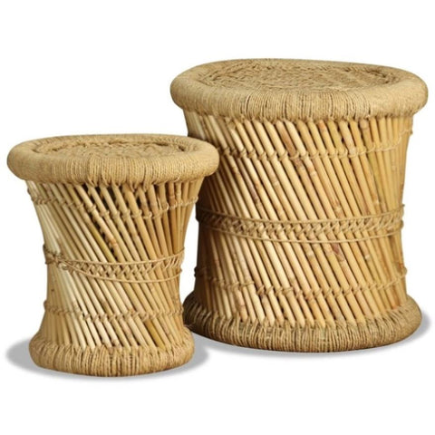 Stools 2 pcs Bamboo and Jute 244221