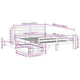 ZNTS Bed Frame without Mattress White 140x200 cm Solid Wood Pine 3301611