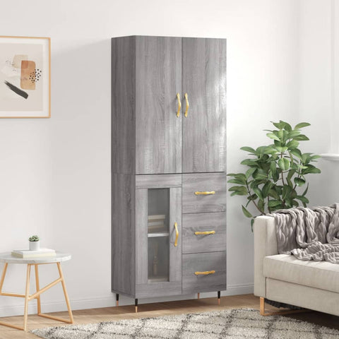 Highboard Grey Sonoma 69.5x34x180 cm Engineered Wood 3195945
