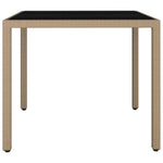 Garden Table with Glass Top Beige Poly Rattan&Tempered Glass 319550