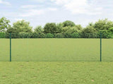 Welded Wire Fence with Posts 10 x 1 m Galvanised Steel Green 3336446