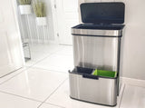 72L Recycling Sensor Bin Stainless Steel 3 Compartments For Both Wet/Dry Waste w/Removable Lid T3398P343507
