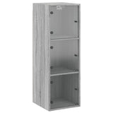 Wall Cabinet with Glass Doors Grey Sonoma 35x37x100 cm 836488