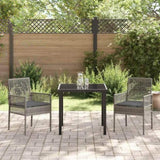Garden Dining Set with Cushion 3 pcs Grey Poly Rattan 3379877
