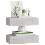 Wall Drawer Shelves 2 pcs Concrete Grey 40x23.5x10cm MDF 330252