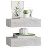 Wall Drawer Shelves 2 pcs Concrete Grey 40x23.5x10cm MDF 330252
