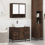 ZNTS 2 Piece Bathroom Furniture Set Brown Oak Engineered Wood 3300934