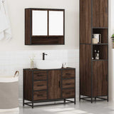 ZNTS 2 Piece Bathroom Furniture Set Brown Oak Engineered Wood 3300934