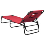 ZNTS Folding Sun Lounger Red Oxford Fabric&Powder-coated Steel 360177