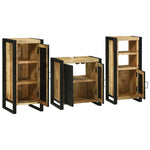 Bathroom Furniture Set with Shelf 3 pcs Brown Solid Mango Wood 3305630