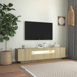 TV Cabinet with LED Lights Sonoma Oak 160x35x40 cm 804430